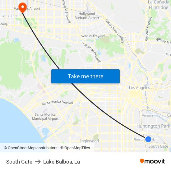 South Gate to Lake Balboa, La map