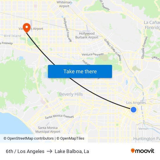 6th / Los Angeles to Lake Balboa, La map