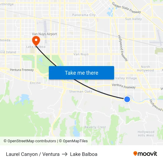 Laurel Canyon / Ventura to Lake Balboa map