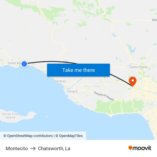 Montecito to Chatsworth, La map