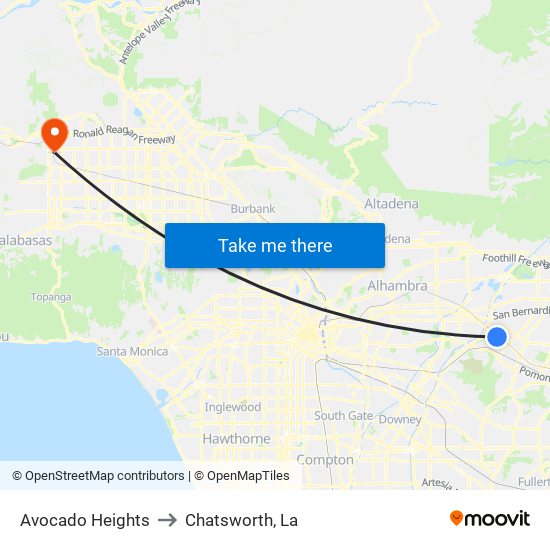 Avocado Heights to Chatsworth, La map