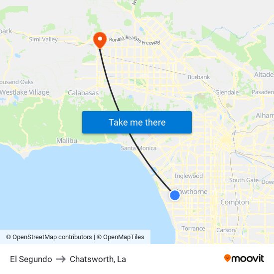 El Segundo to Chatsworth, La map