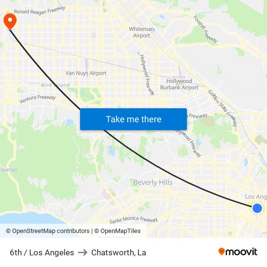 6th / Los Angeles to Chatsworth, La map