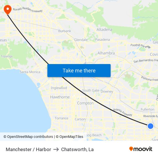 Manchester / Harbor to Chatsworth, La map