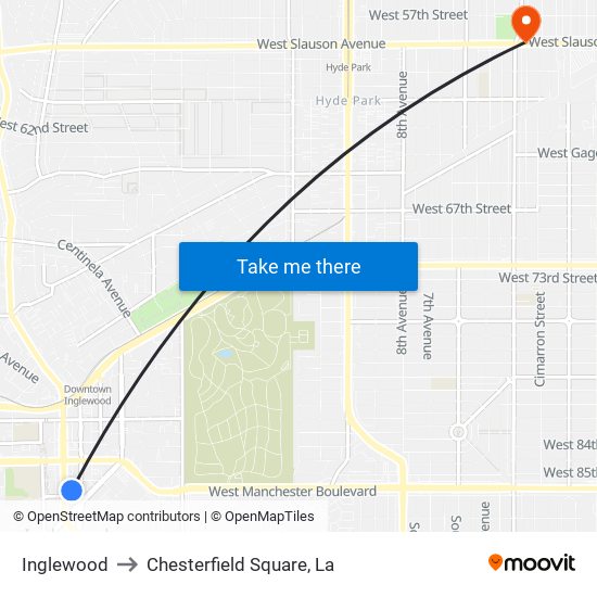 Inglewood to Chesterfield Square, La map