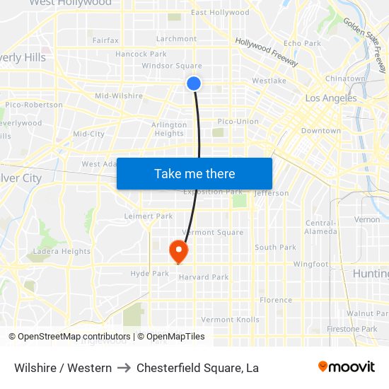 Wilshire / Western to Chesterfield Square, La map