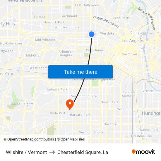 Wilshire / Vermont to Chesterfield Square, La map