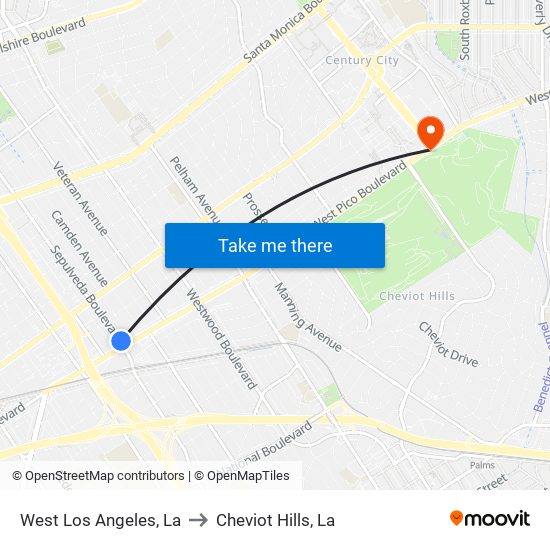 West Los Angeles, La to Cheviot Hills, La map