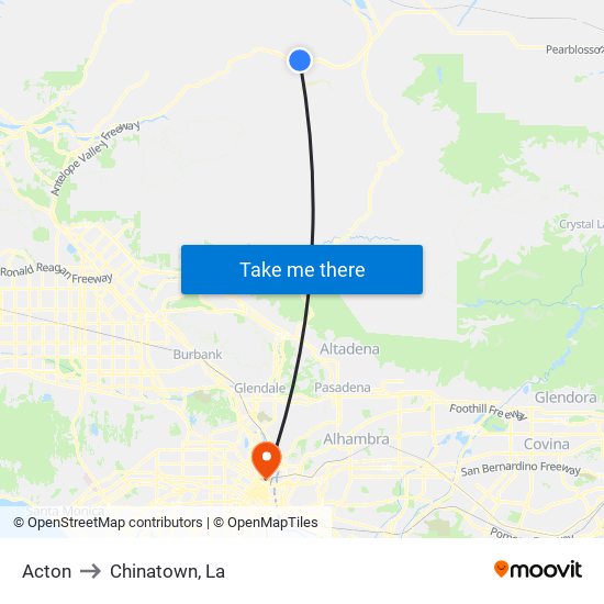 Acton to Chinatown, La map