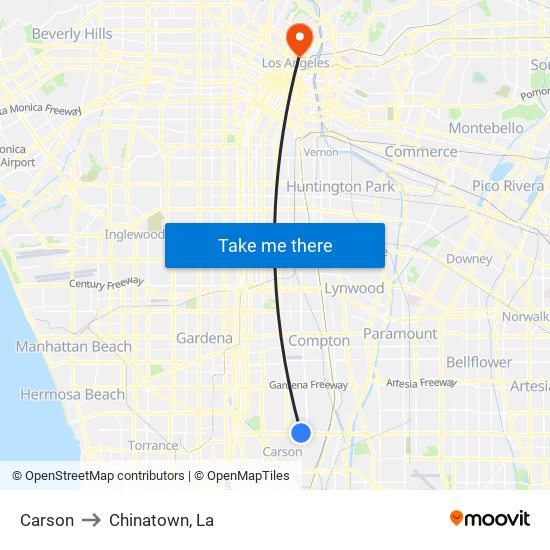 Carson to Chinatown, La map