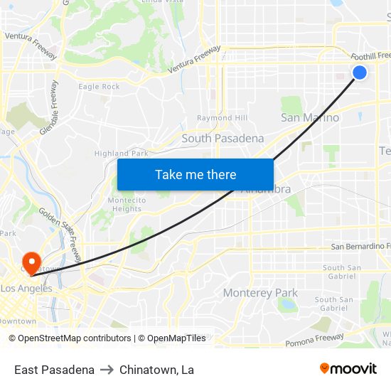 East Pasadena to Chinatown, La map