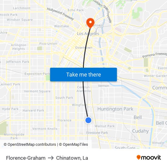 Florence-Graham to Chinatown, La map