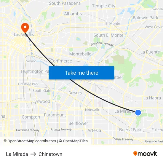 La Mirada to Chinatown map