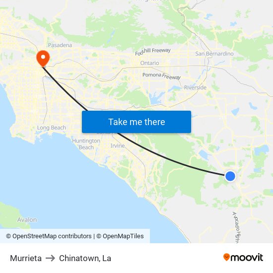 Murrieta to Chinatown, La map