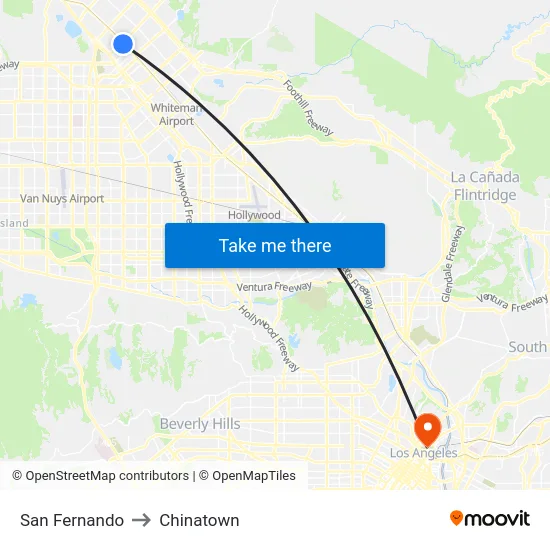 San Fernando to Chinatown map