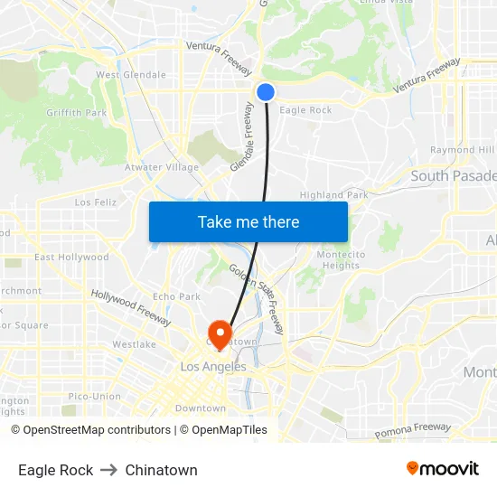 Eagle Rock to Chinatown map