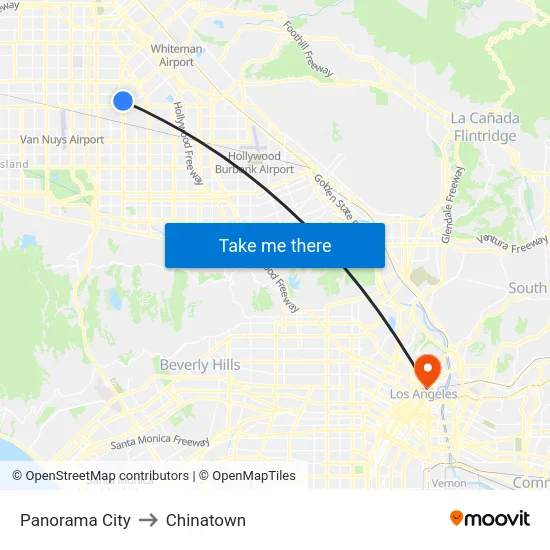 Panorama City to Chinatown map