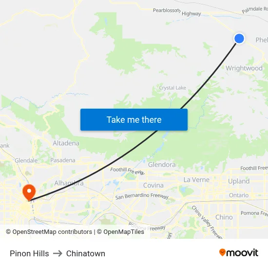 Pinon Hills to Chinatown map