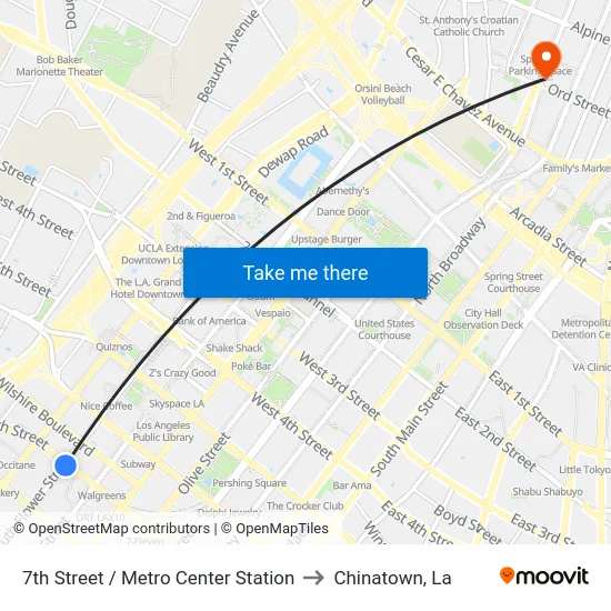 7th Street / Metro Center Station to Chinatown, La map