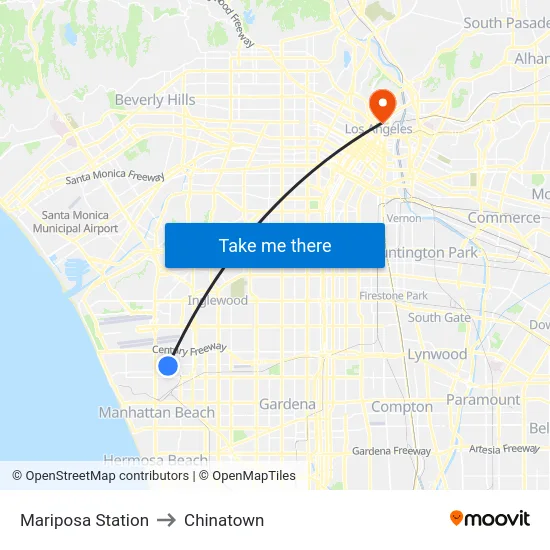 Mariposa Station to Chinatown map