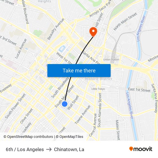 6th / Los Angeles to Chinatown, La map