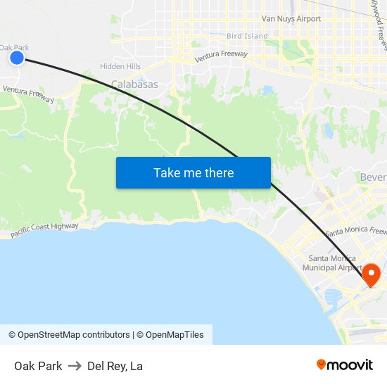 Oak Park to Del Rey, La map