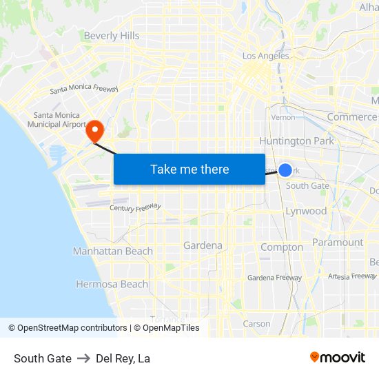 South Gate to Del Rey, La map