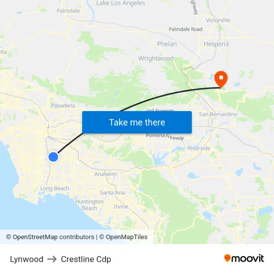 Lynwood to Crestline Cdp map