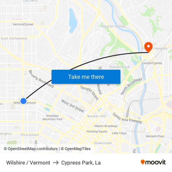 Wilshire / Vermont to Cypress Park, La map