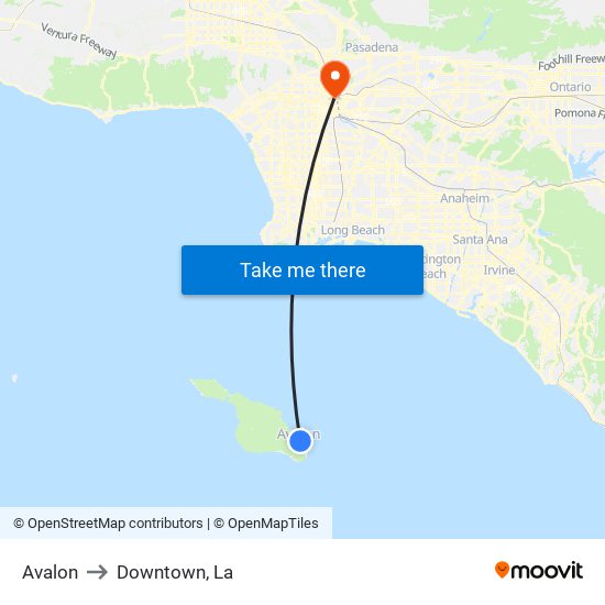 Avalon to Downtown, La map