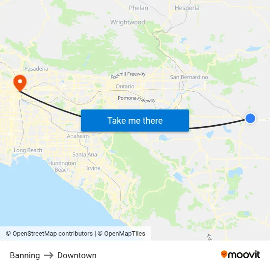 Banning to Downtown map