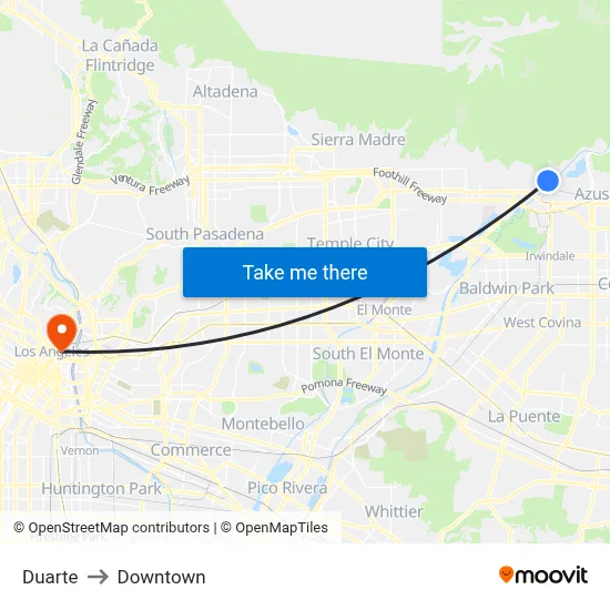 Duarte to Downtown map