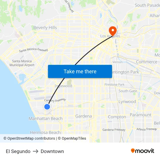 El Segundo to Downtown map