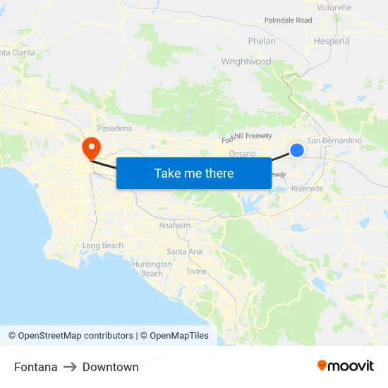 Fontana to Downtown map