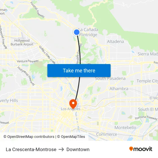 La Crescenta-Montrose to Downtown map