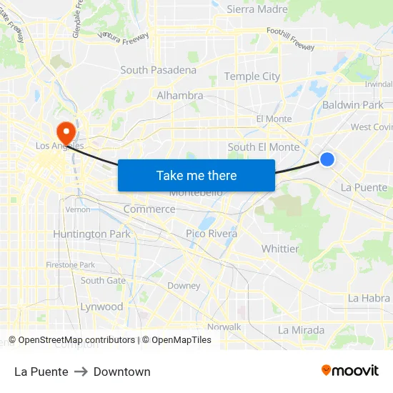 La Puente to Downtown map