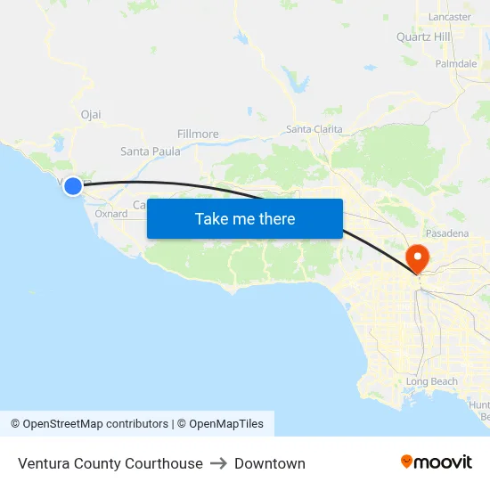 Ventura County Courthouse to Downtown map
