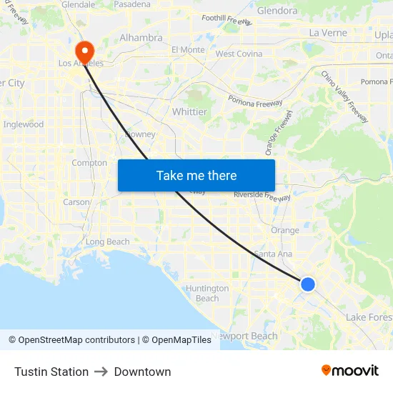 Tustin Station to Downtown map