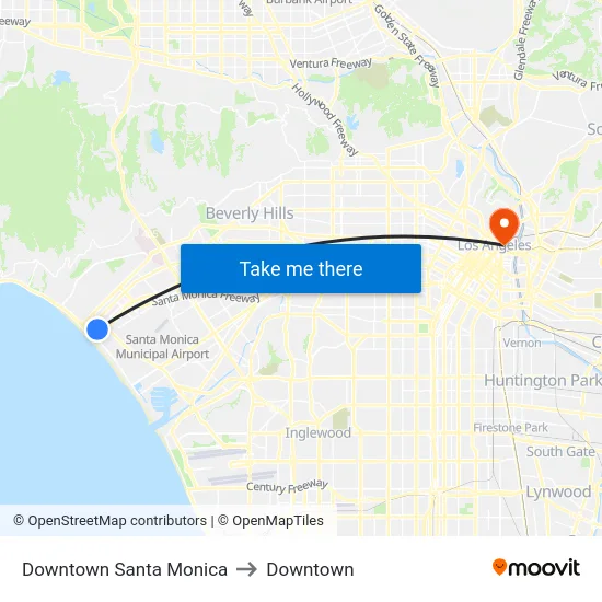 Downtown Santa Monica to Downtown map