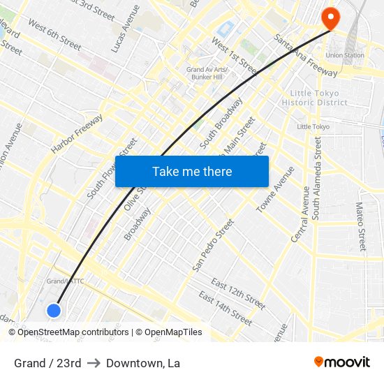 Grand / 23rd to Downtown, La map