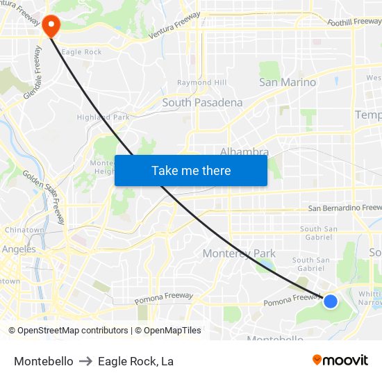 Montebello to Eagle Rock, La map