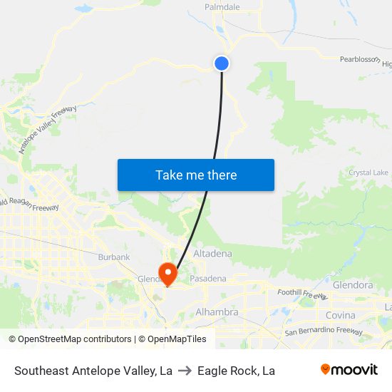 Southeast Antelope Valley, La to Eagle Rock, La map