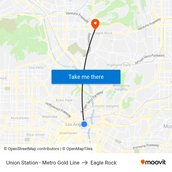 Union Station - Metro Gold Line to Eagle Rock map