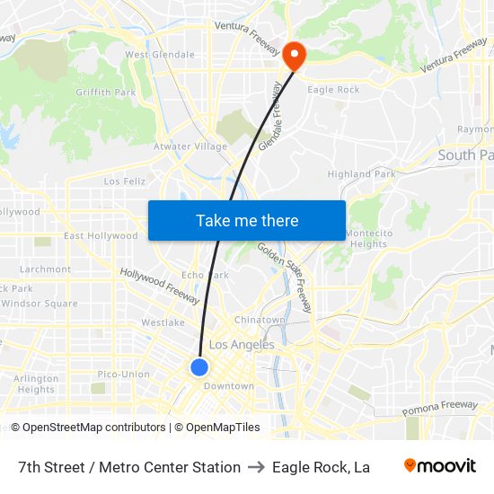 7th Street / Metro Center Station to Eagle Rock, La map