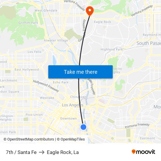 7th / Santa Fe to Eagle Rock, La map