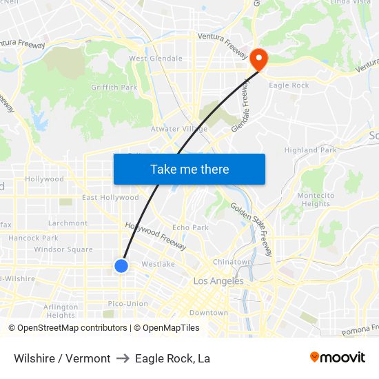 Wilshire / Vermont to Eagle Rock, La map