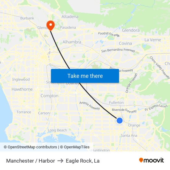 Manchester / Harbor to Eagle Rock, La map