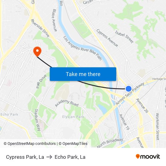 Cypress Park, La to Echo Park, La map