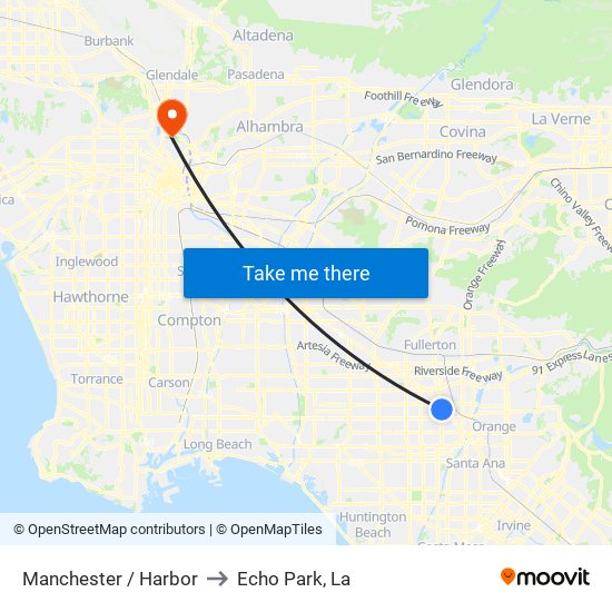 Manchester / Harbor to Echo Park, La map