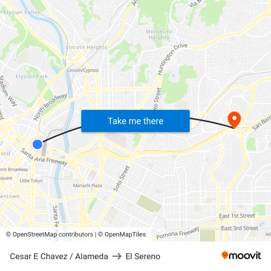 Cesar E Chavez / Alameda to El Sereno map